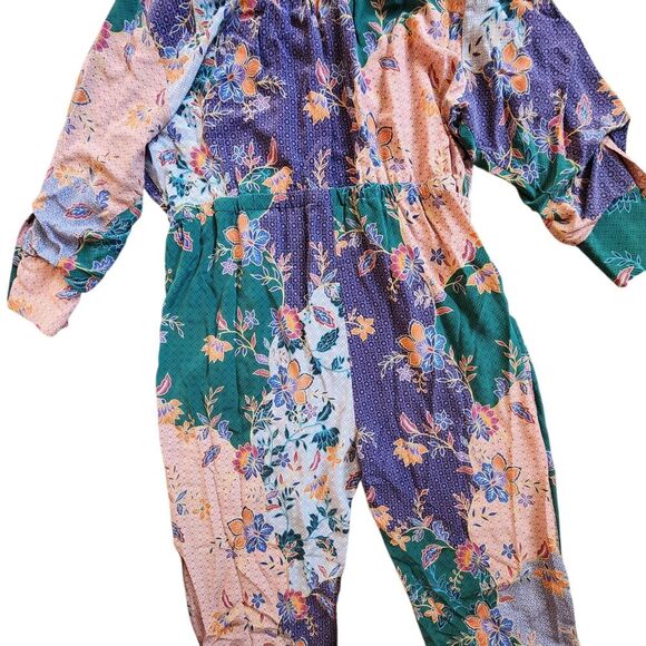 Johnny Was Jade 100% Silk Jumpsuit Floral Size XL Multicolor Tie Dye 100% Silk - Picture 16 of 16